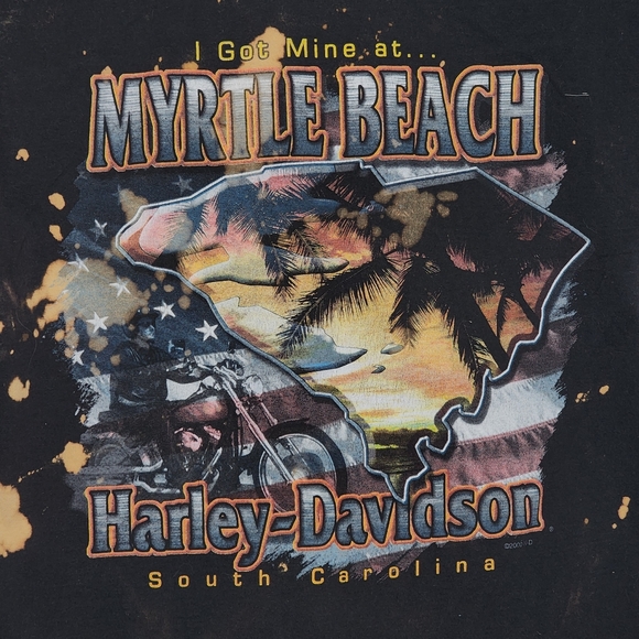 Harley Davidson Bleach Dyed T Shirt - Men's Medium - Myrtle Beach SC - Picture 4 of 10